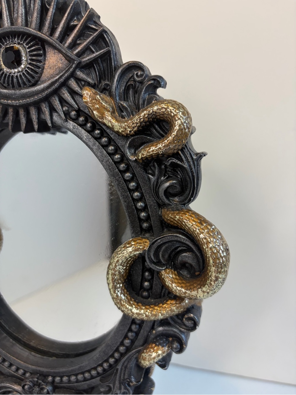 Halloween Gothic CHRISTIAN SIRIANO Tabletop Framed Mirror Gold Snakes reputation - Picture 6 of 11